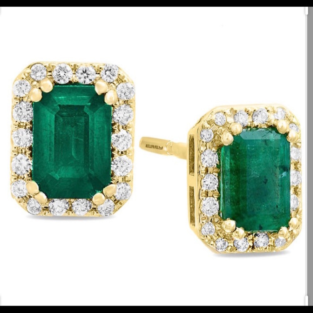 Authentic Effy Emerald and Diamond Earrings
